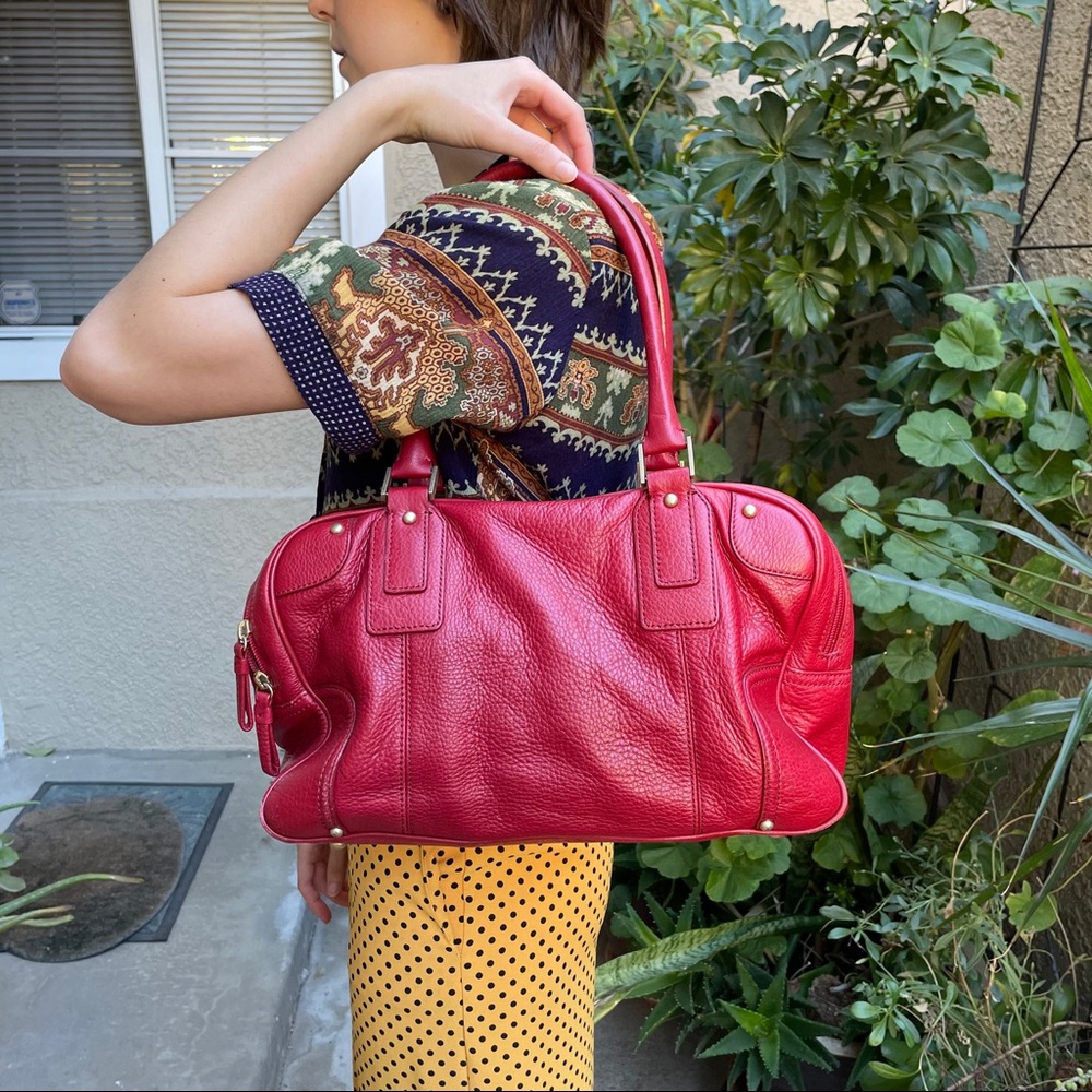 Vintage dark red/gold Talbots pebbled leather bag
